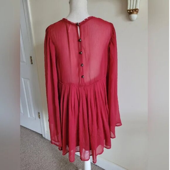 Free People Sunshine Of Love Red Mini Dress size L - Picture 5 of 8